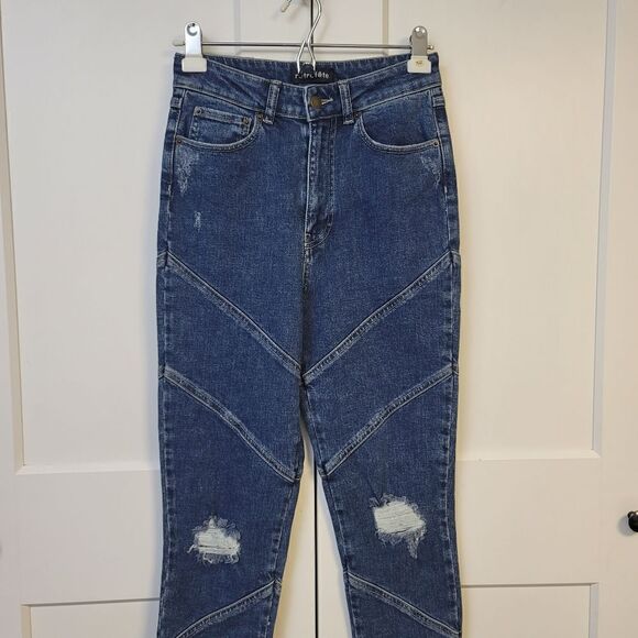 Retrofete PANELED DISTRESSED HIGH-RISE SKINNY JEANS, 27 - Picture 9 of 10